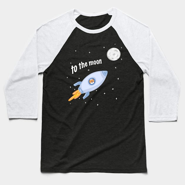 Shiba Inu to the Moon Baseball T-Shirt by RoserinArt